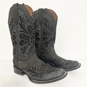 Circle G Square Toe Filigree Western Cowgirl Cowboy Boots Snip Toe